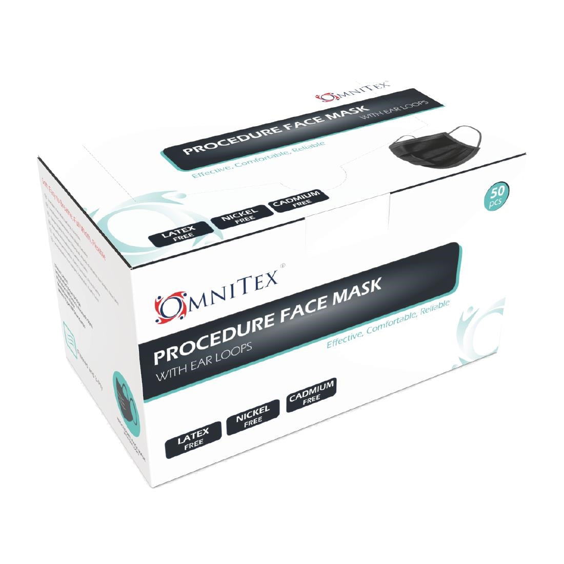 Black Type IIR Front of House Face Masks (Pack of 50) - DF589 Omnitex