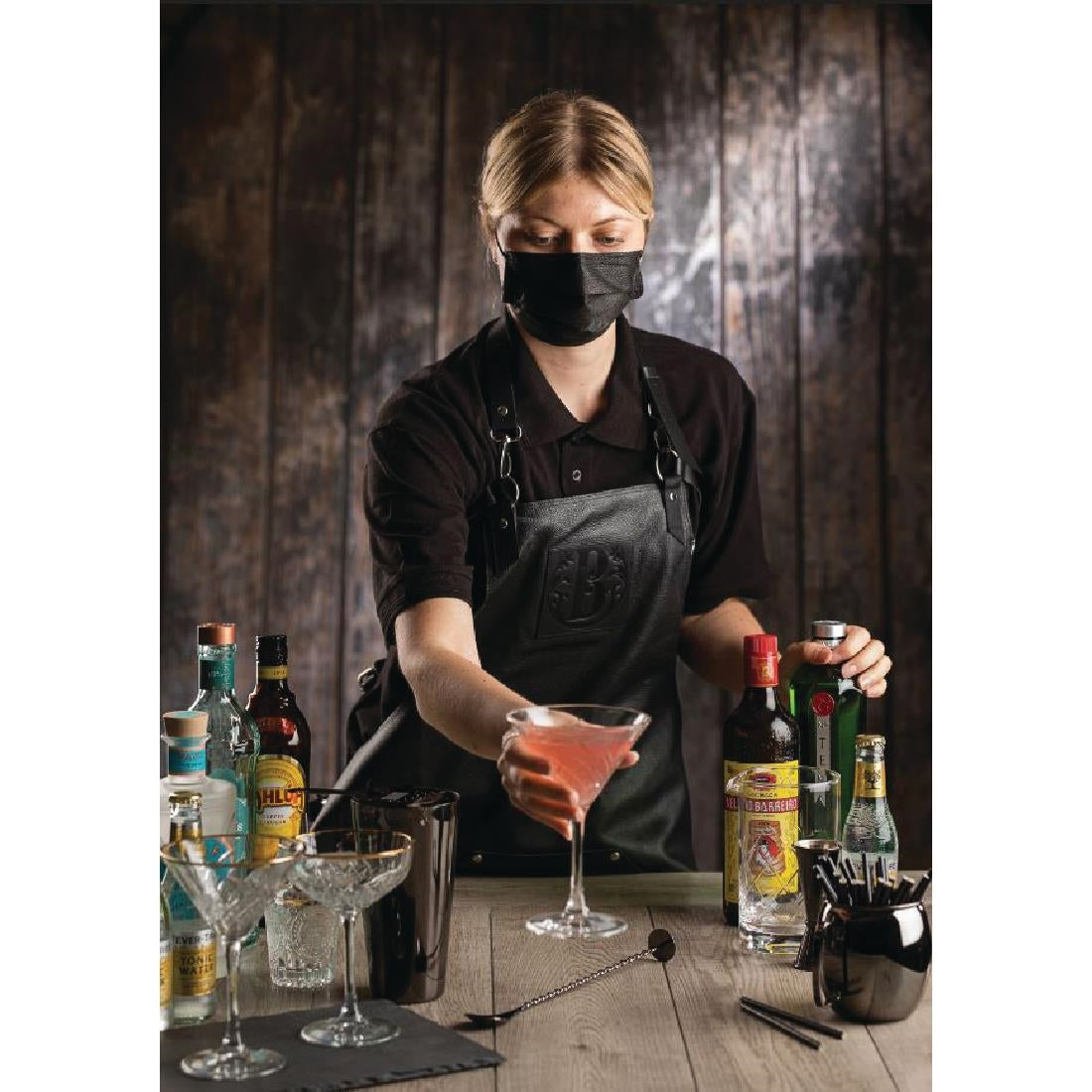 Black Type IIR Front of House Face Masks (Pack of 50) - DF589 Omnitex