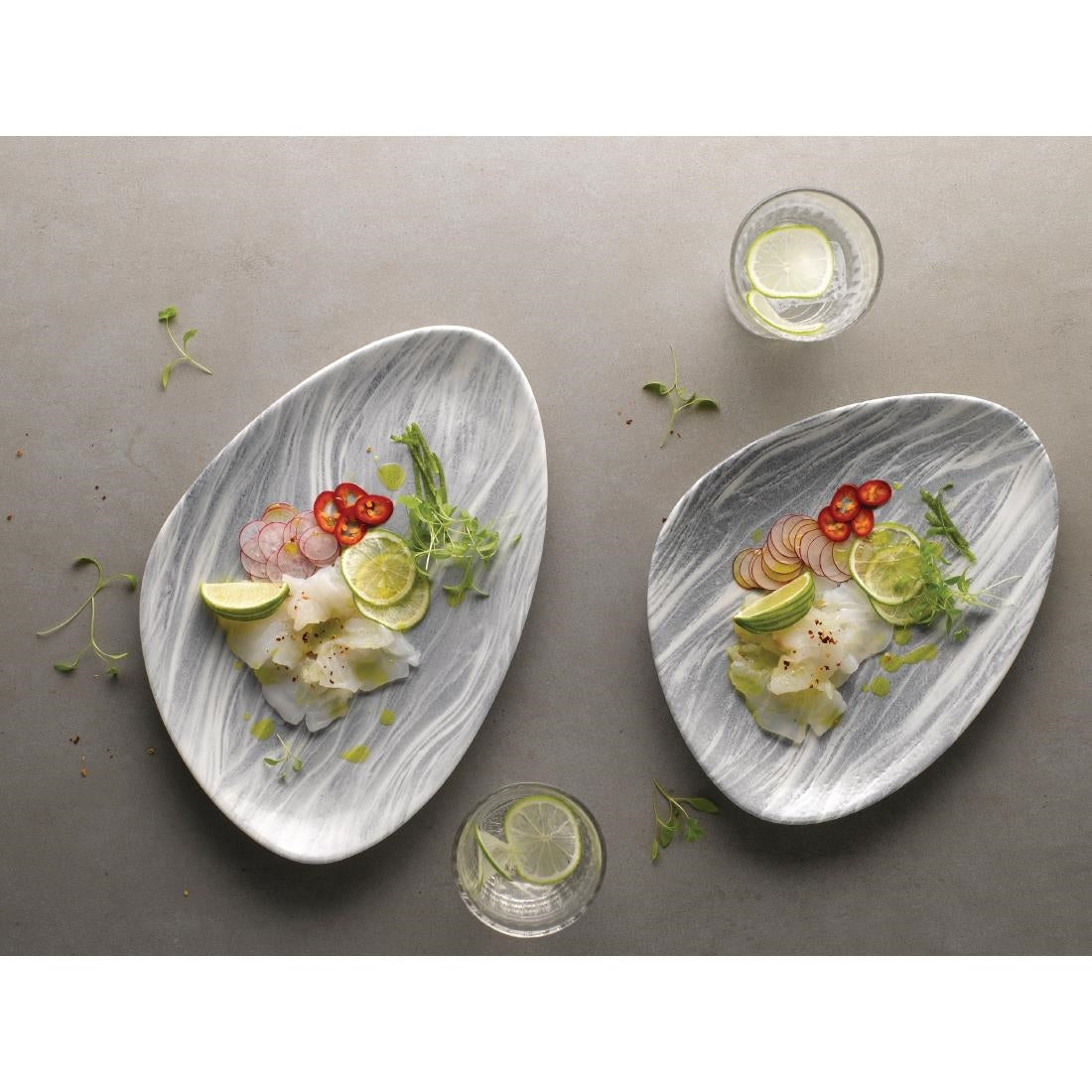 Churchill Fluid Triangle Chef Plates Pearl Grey 205 x 304mm (Pack of 6) - DF729 Plates Churchill