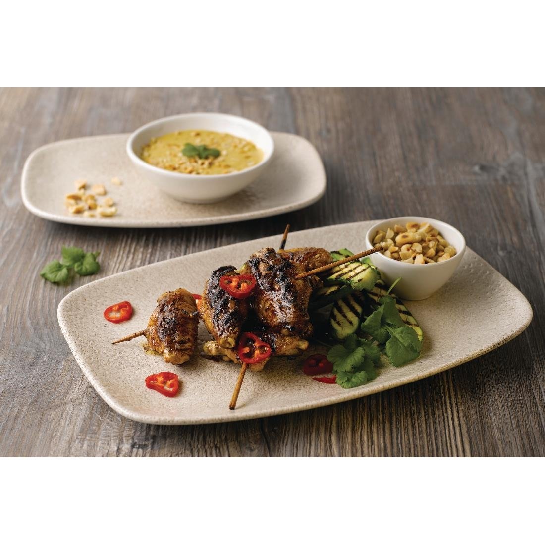 Churchill Raku Oblong Chef Plates Agate Grey 202 x 261mm (Pack of 12) - DF904 Plates Churchill