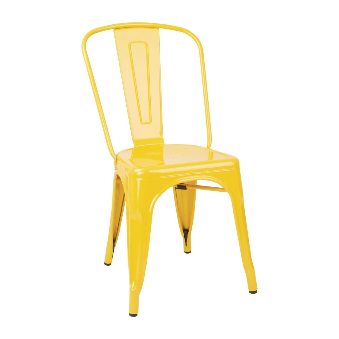 Bolero Bistro Steel Side Chairs Yellow (Pack of 4) - DK292 Metal Dining Chairs Bolero
