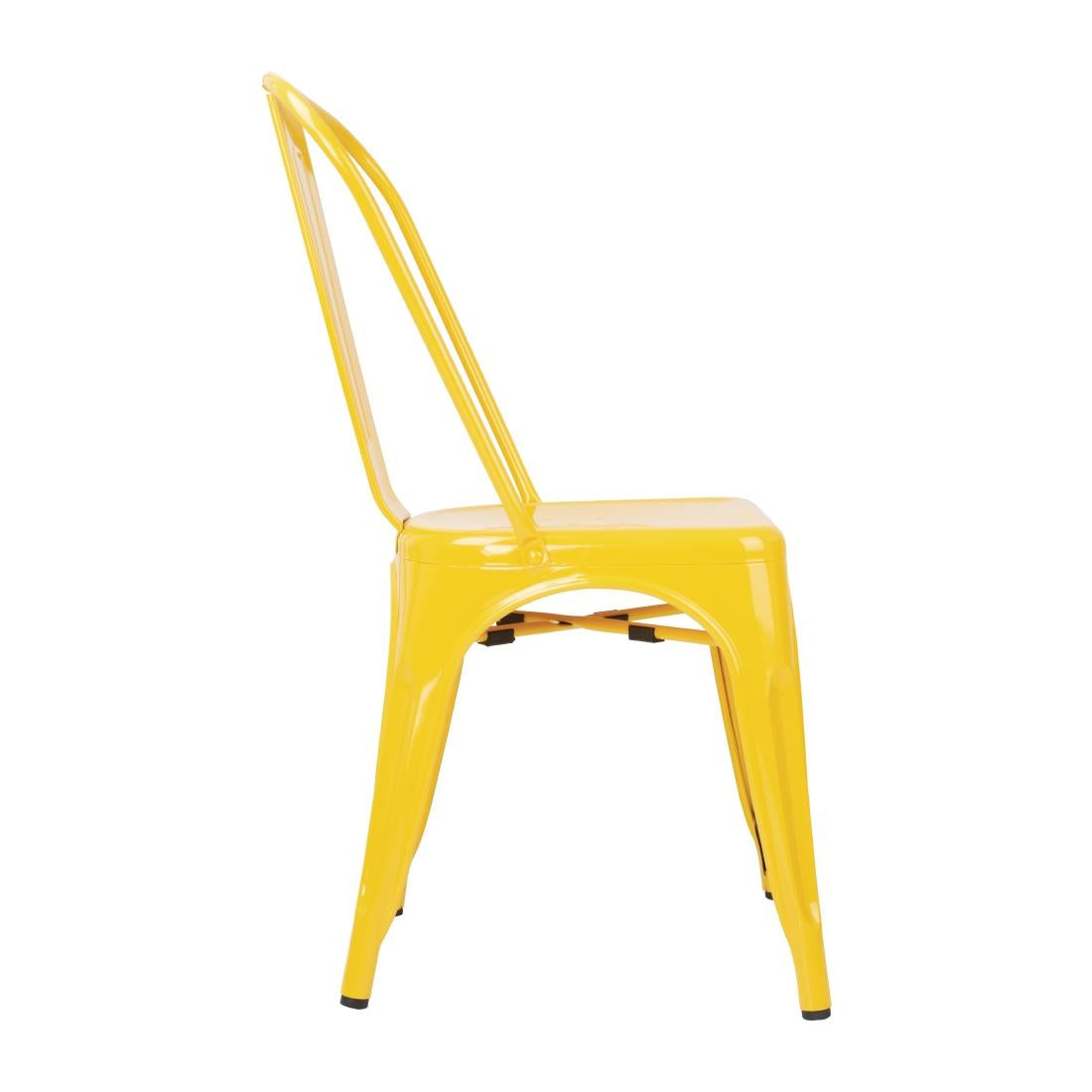 Bolero Bistro Steel Side Chairs Yellow (Pack of 4) - DK292 Metal Dining Chairs Bolero