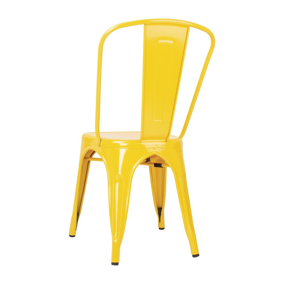 Bolero Bistro Steel Side Chairs Yellow (Pack of 4) - DK292 Metal Dining Chairs Bolero