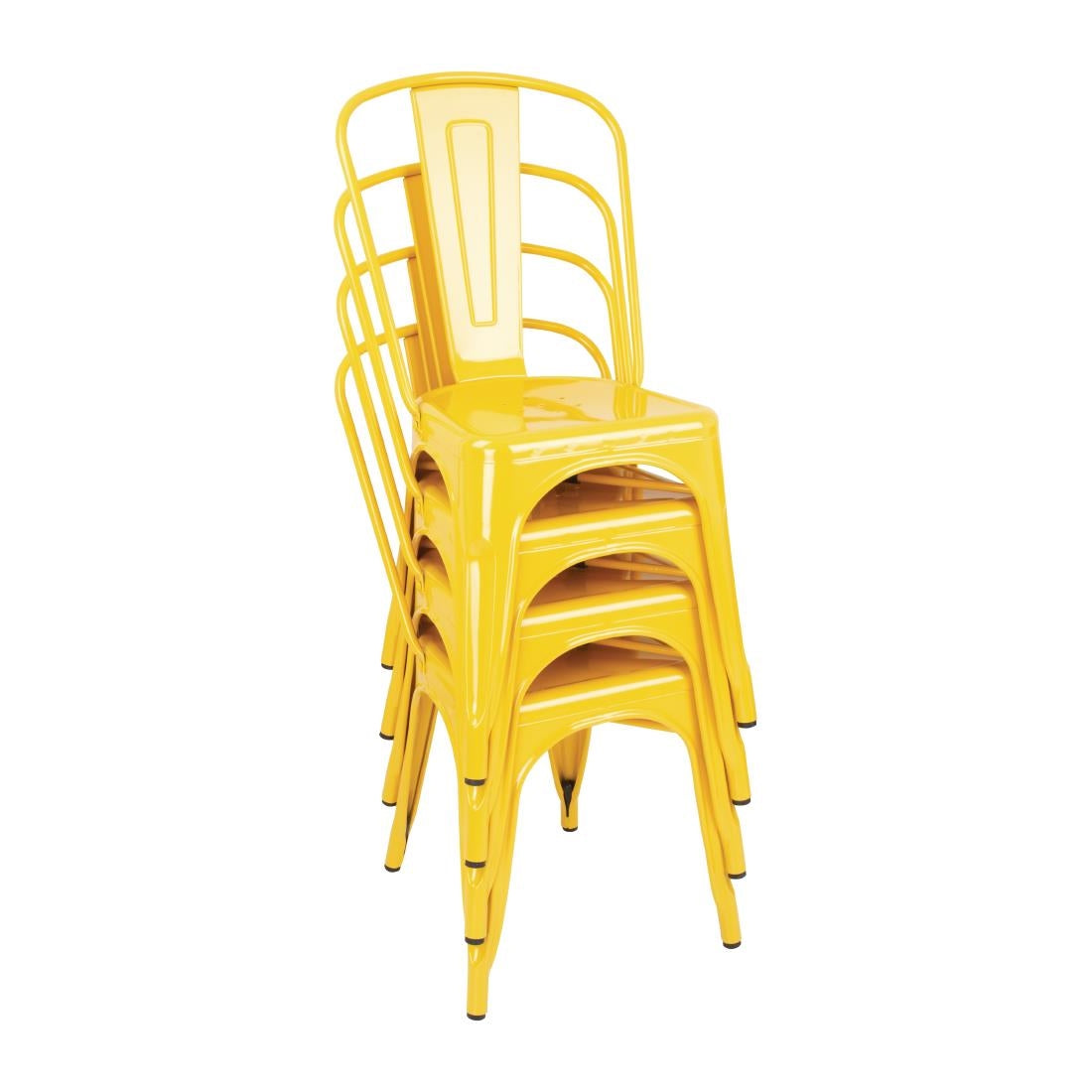 Bolero Bistro Steel Side Chairs Yellow (Pack of 4) - DK292 Metal Dining Chairs Bolero