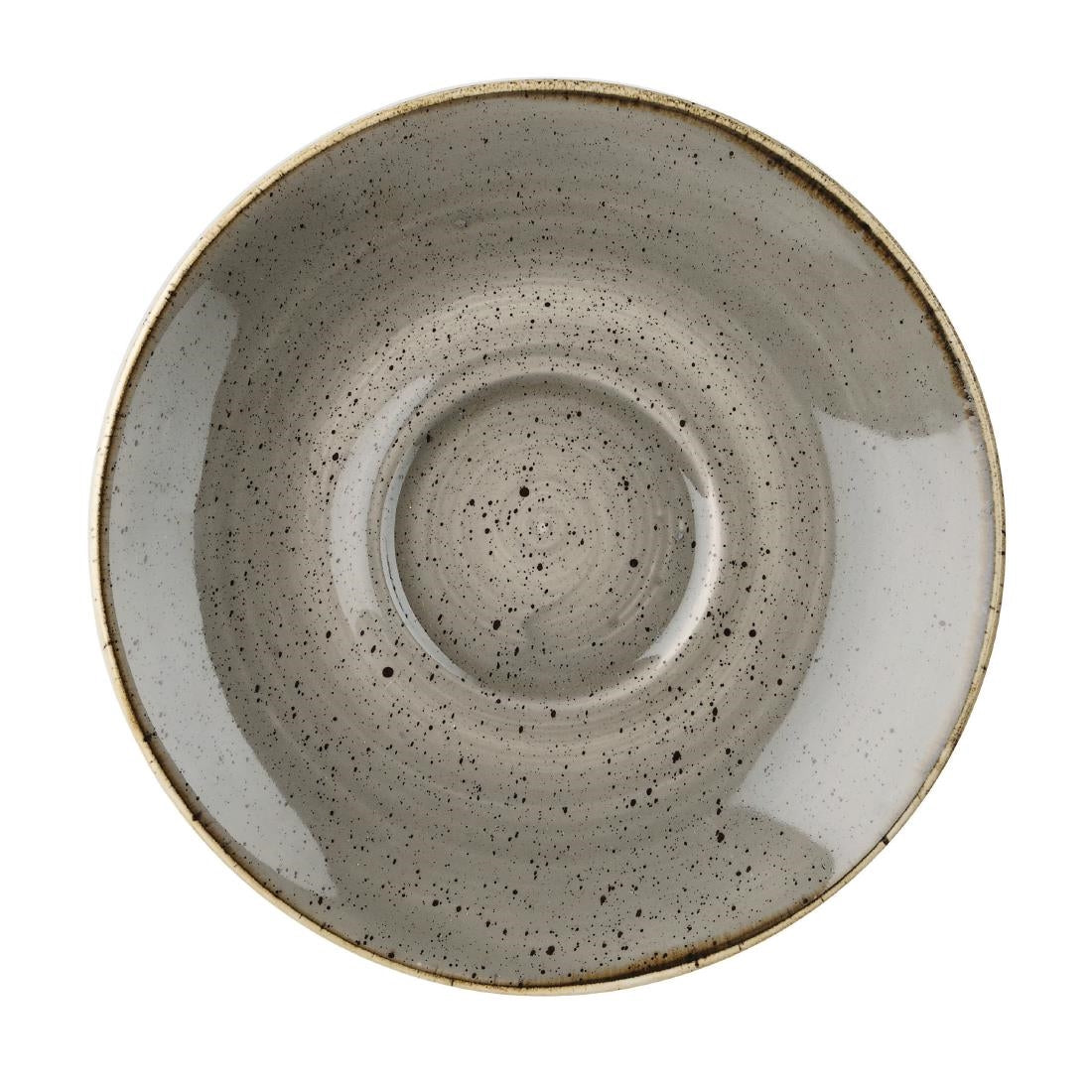 Churchill Stonecast Round Cappuccino Saucers Peppercorn Grey 185mm - DK567 Churchill Super Vitrified Churchill