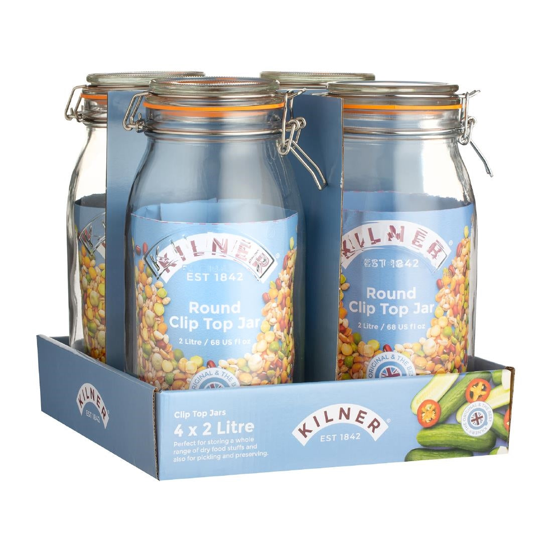 Kilner Clip Top Round 2Ltr (Pack of 4) - DK793 Kilner