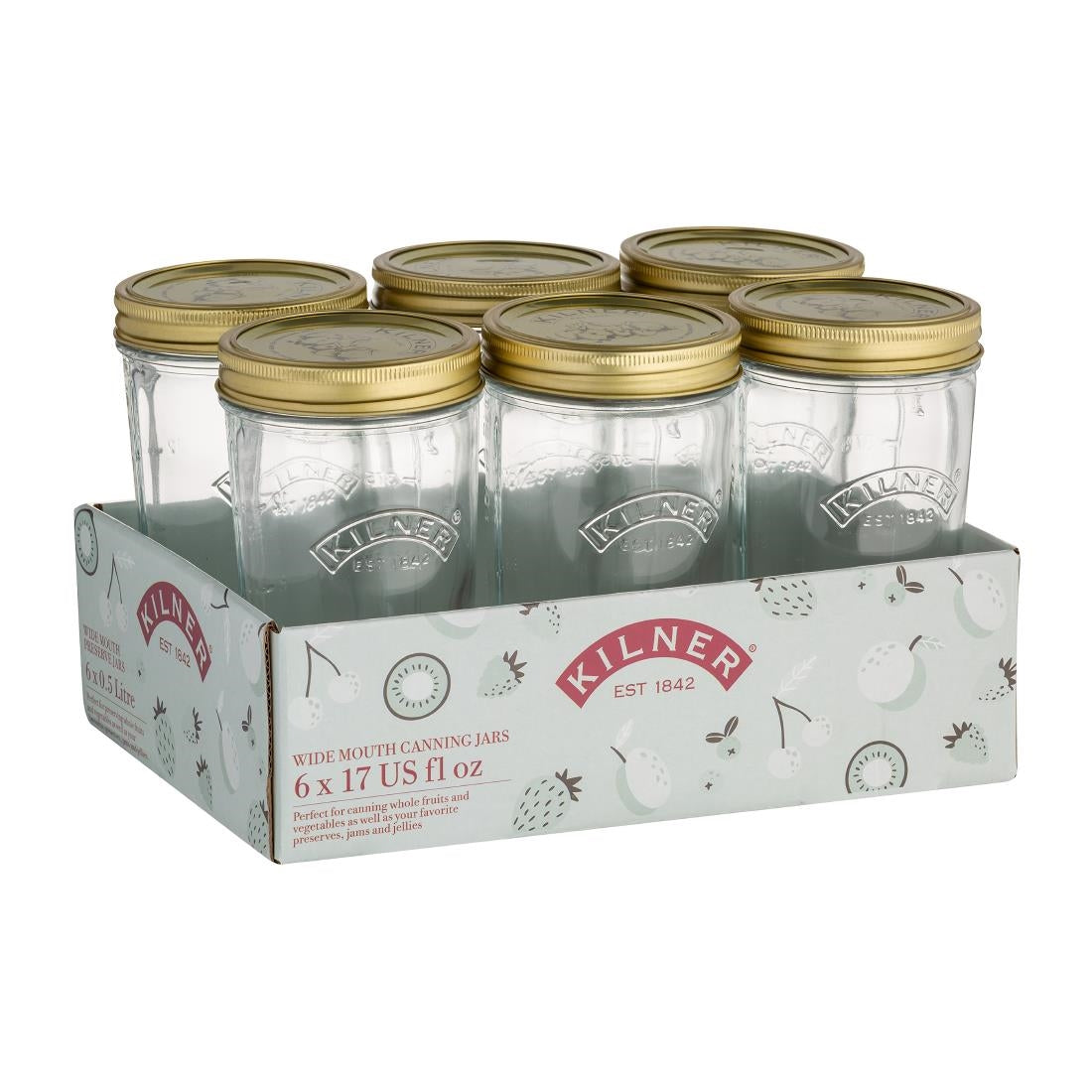 Kilner Wide Mouth Jars 500ml (Pack of 6) - DK794 Kilner