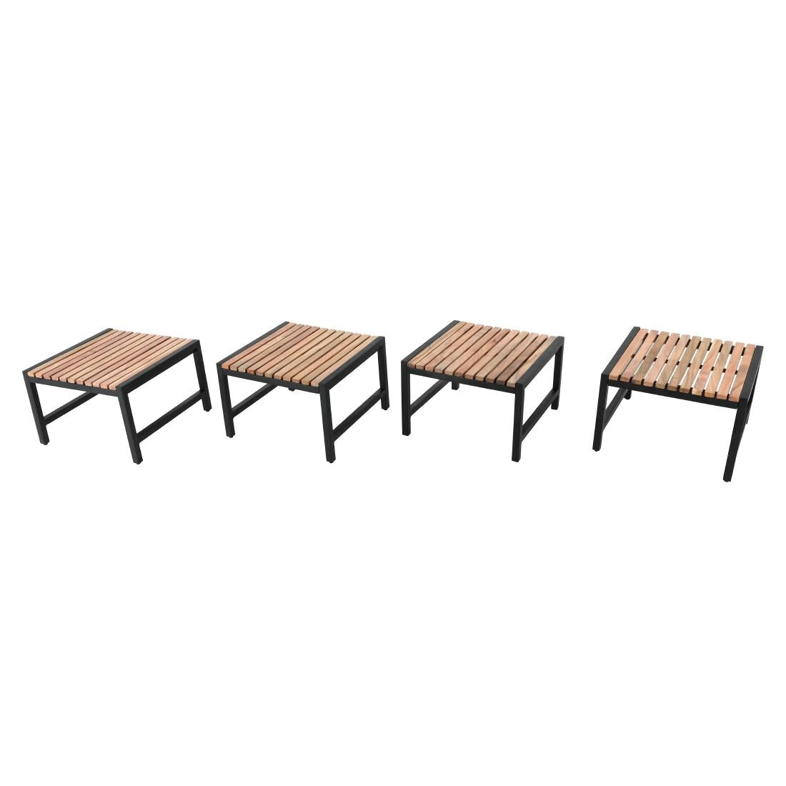 Bolero Steel and Acacia Low Bar Stools (Pack of 4) - DK904 All Stools Bolero