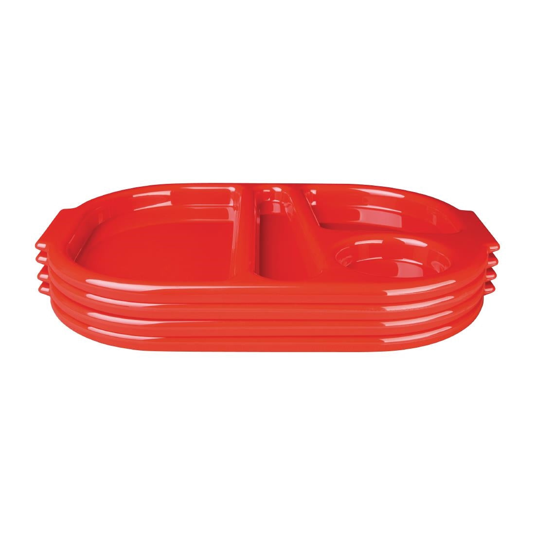 Olympia Kristallon Small Polycarbonate Compartment Food Trays Red 321mm - DL126 Melamine and Polycarbonate Olympia