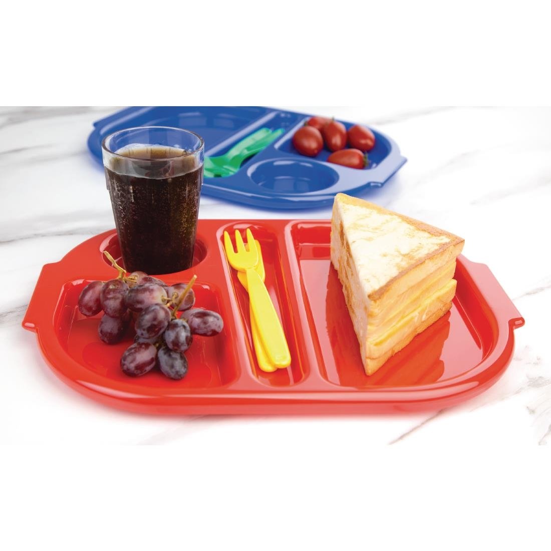 Olympia Kristallon Small Polycarbonate Compartment Food Trays Red 321mm - DL126 Melamine and Polycarbonate Olympia