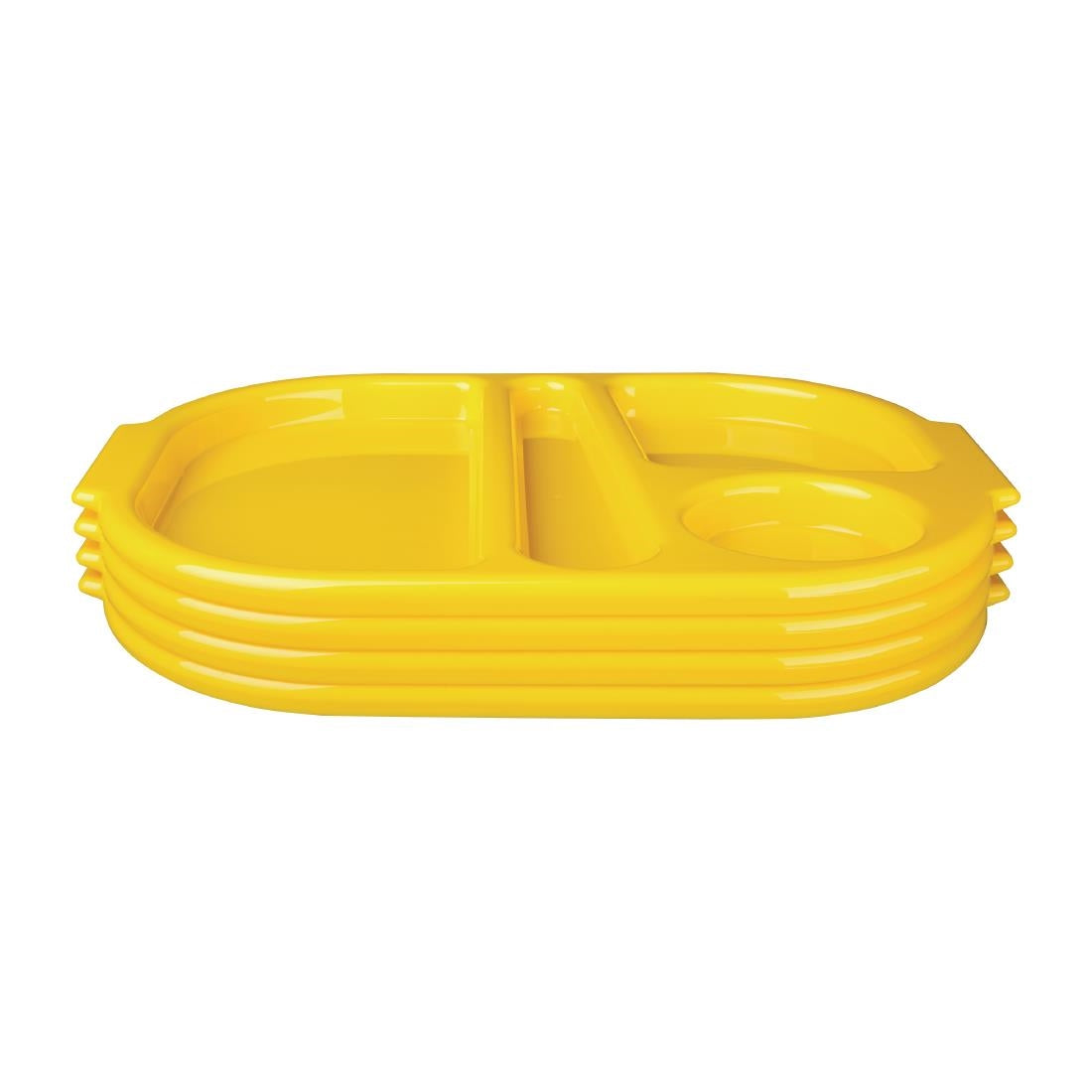 Olympia Kristallon Small Polycarbonate Compartment Food Trays Yellow 321mm - DL127 Melamine and Polycarbonate Olympia