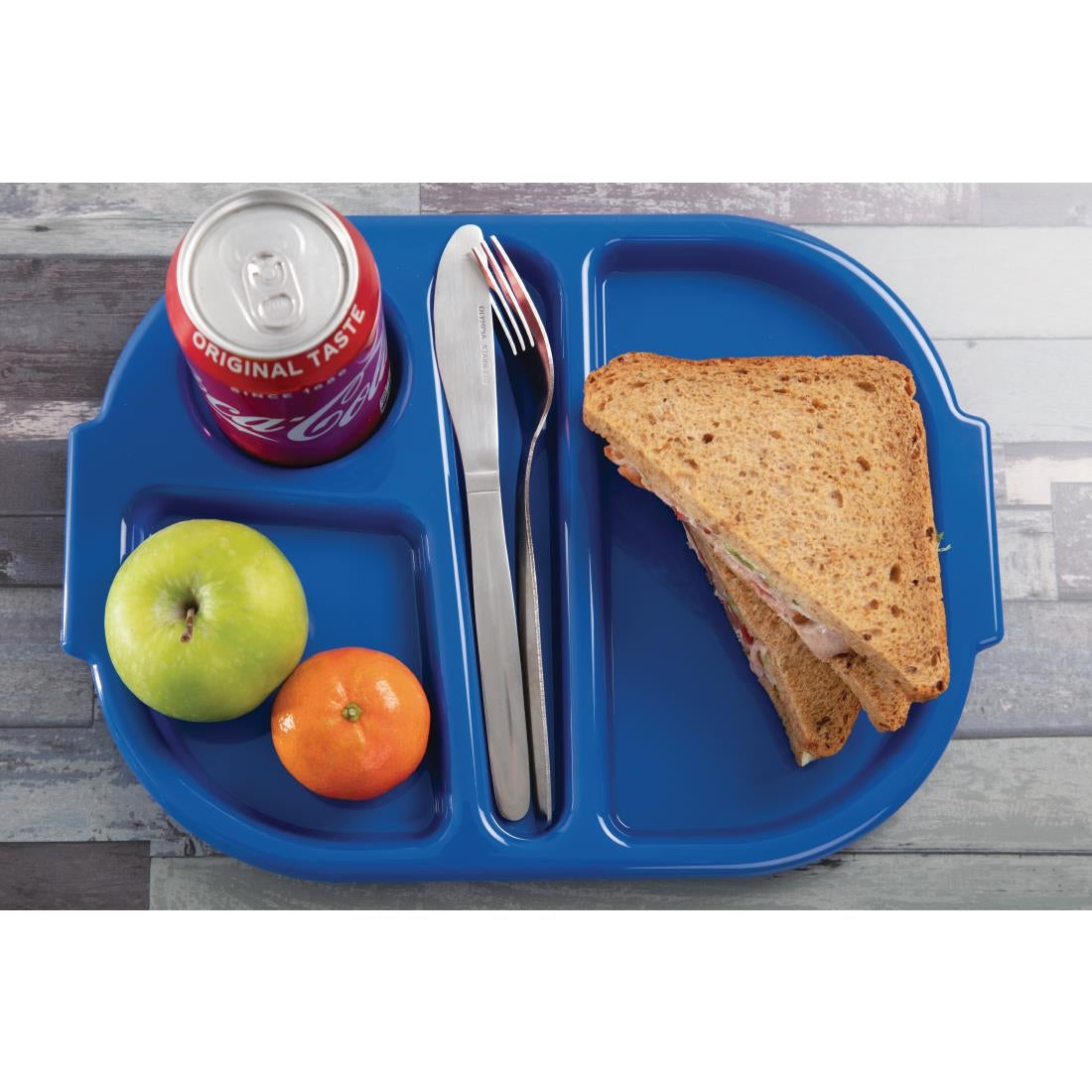 Olympia Kristallon Small Polycarbonate Compartment Food Trays Blue 321mm - DL129 Melamine and Polycarbonate Olympia