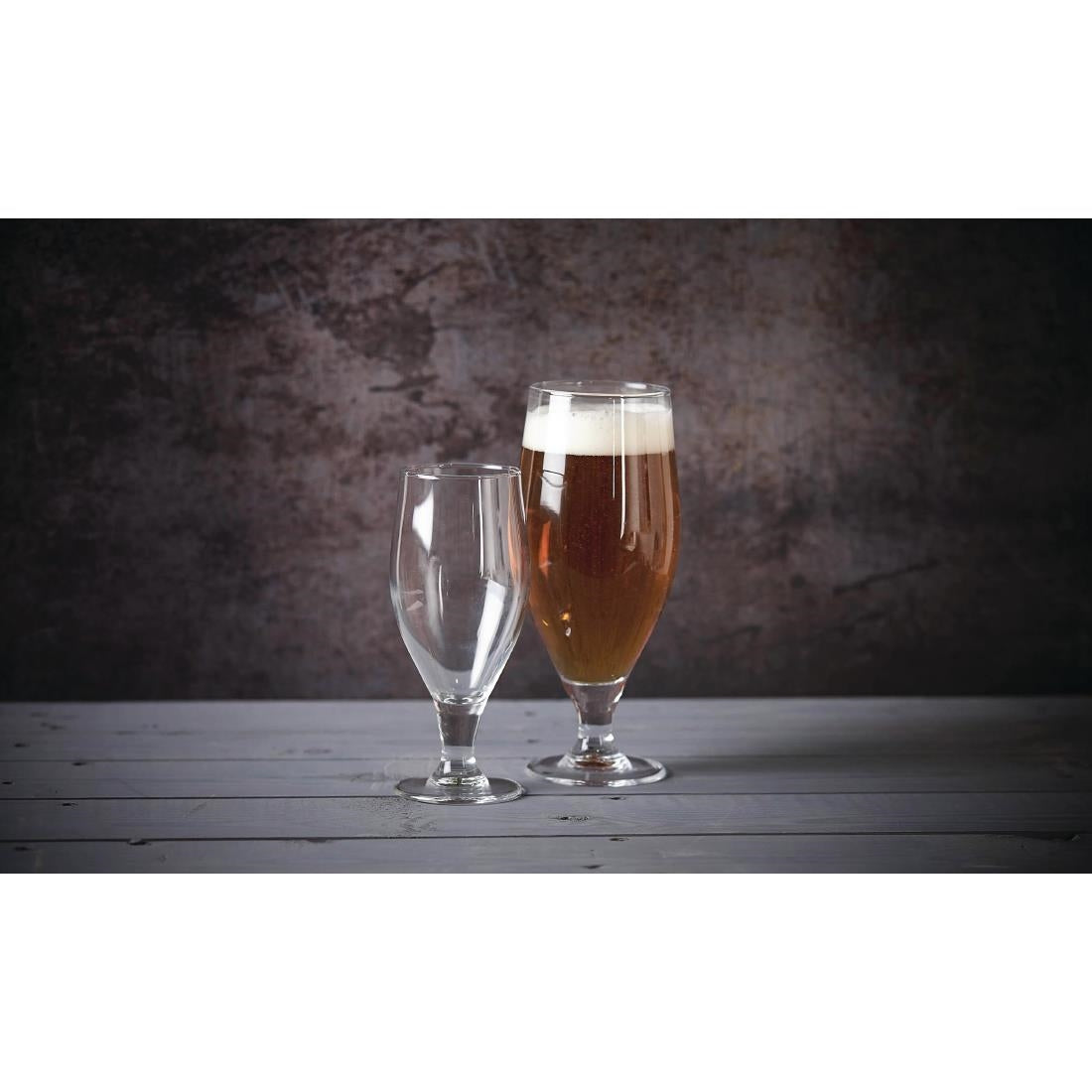 Arcoroc Cervoise Nucleated Stemmed Beer Glasses 320ml CE Marked at 284ml - DL198 Beer Glasses Arcoroc