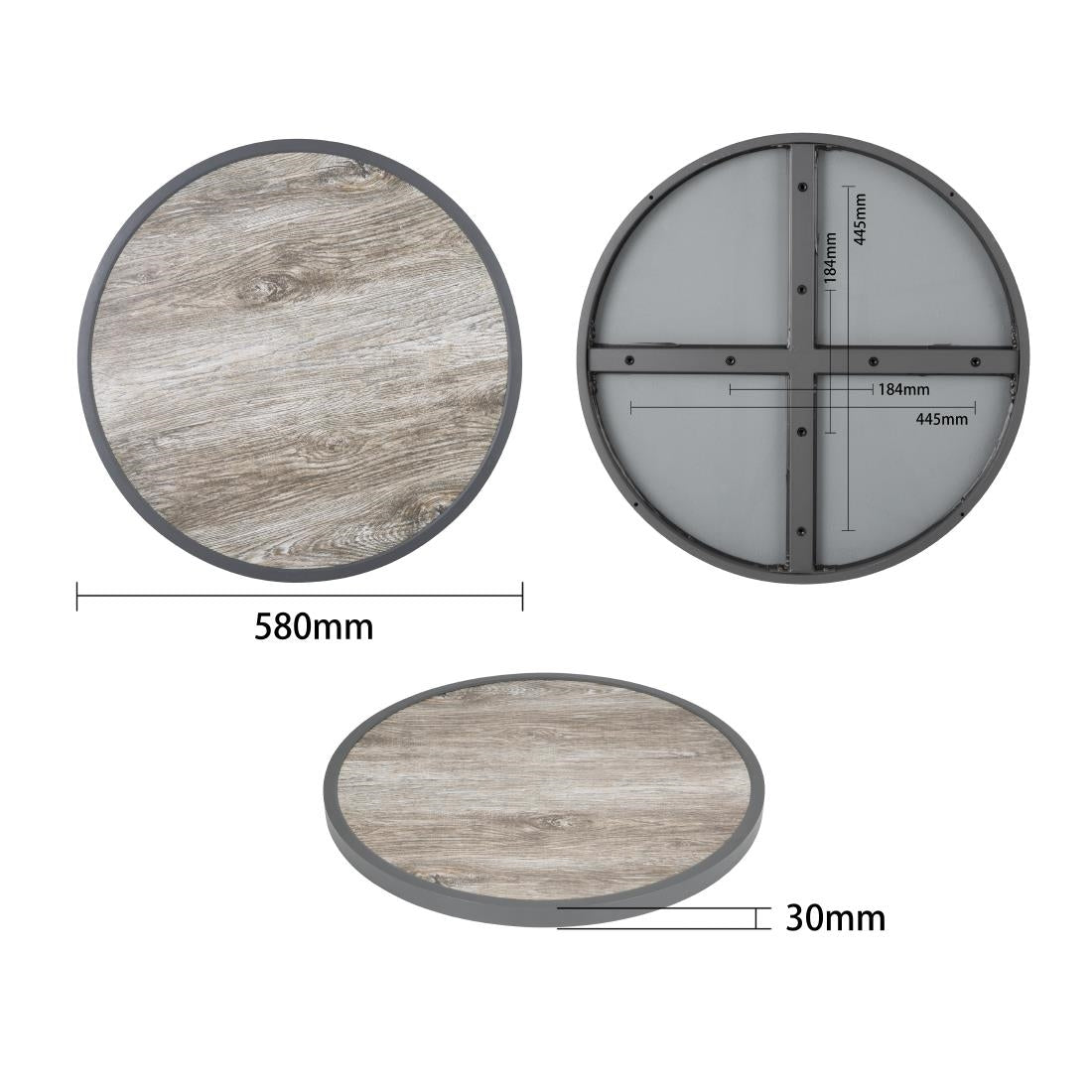 Bolero Fibre Glass Round Table Top Wood Effect 580mm - DL486 Wood Effect Table Tops Bolero