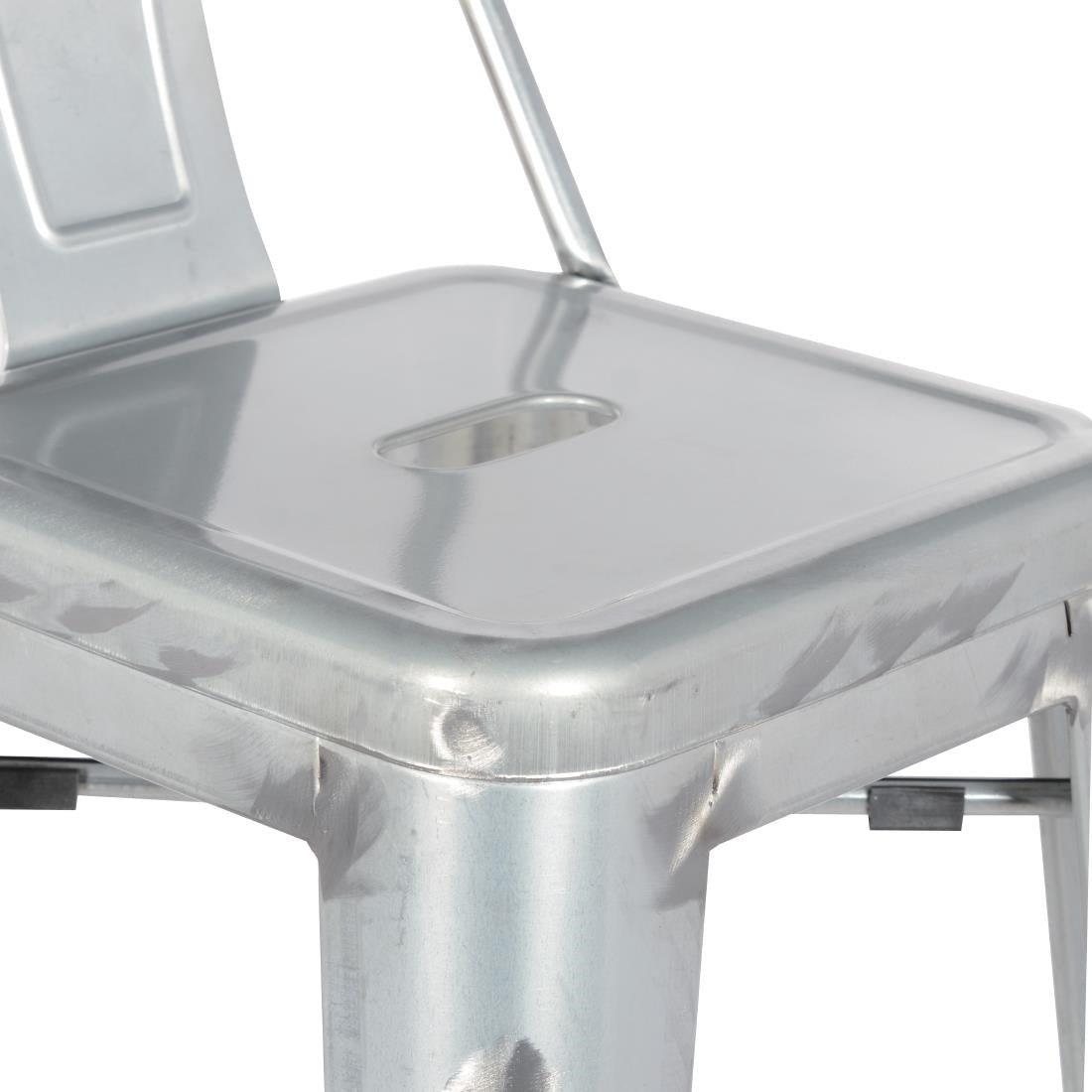 Bolero Bistro Galvanised Steel High Stool with Backrest (Pack of 4) - DL877 Metal Bar Stools Bolero