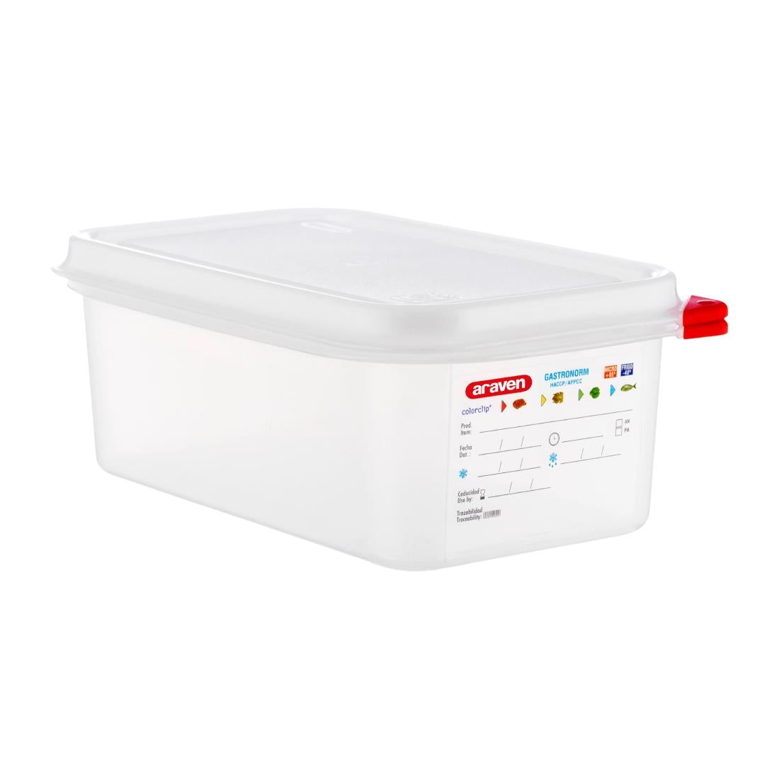 Araven Polypropylene 1/4 Gastronorm Food Containers 2.8Ltr (Pack of 4) - DL981 Araven
