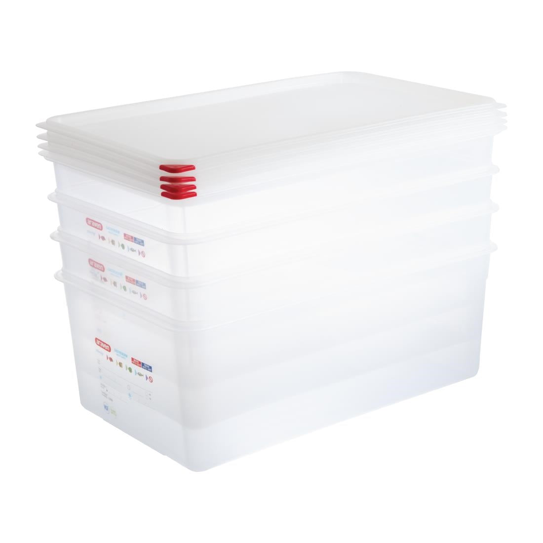 Araven Polypropylene 1/1 Gastronorm Food Storage Box 28Ltr (Pack of 4) - DL984 Araven