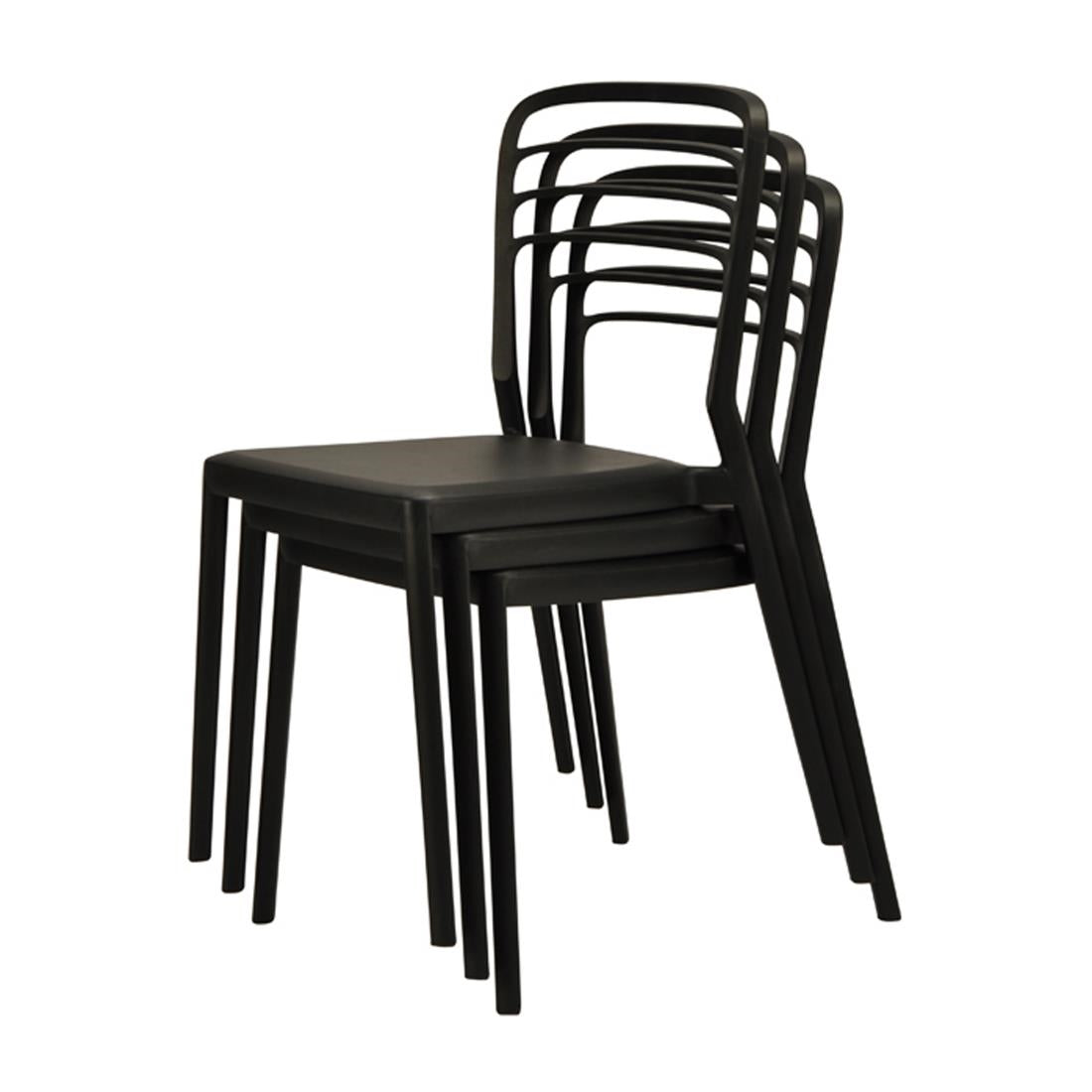 Newquay Ocean Plastic Outdoor Chair in Black (Pack of 4) - DM088 Plastic Chairs Everyday