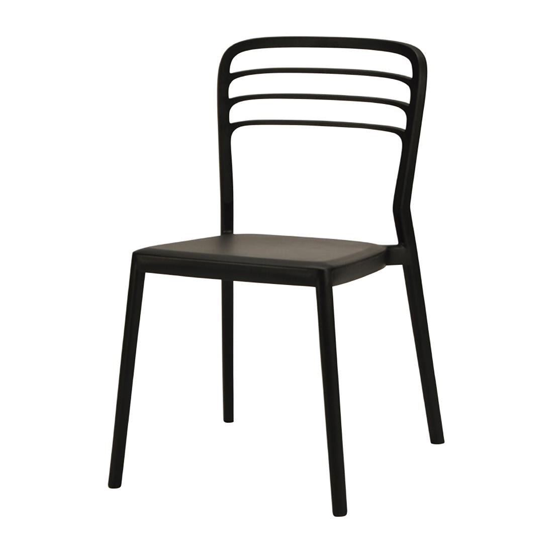 Newquay Ocean Plastic Outdoor Chair in Black (Pack of 4) - DM088 Plastic Chairs Everyday
