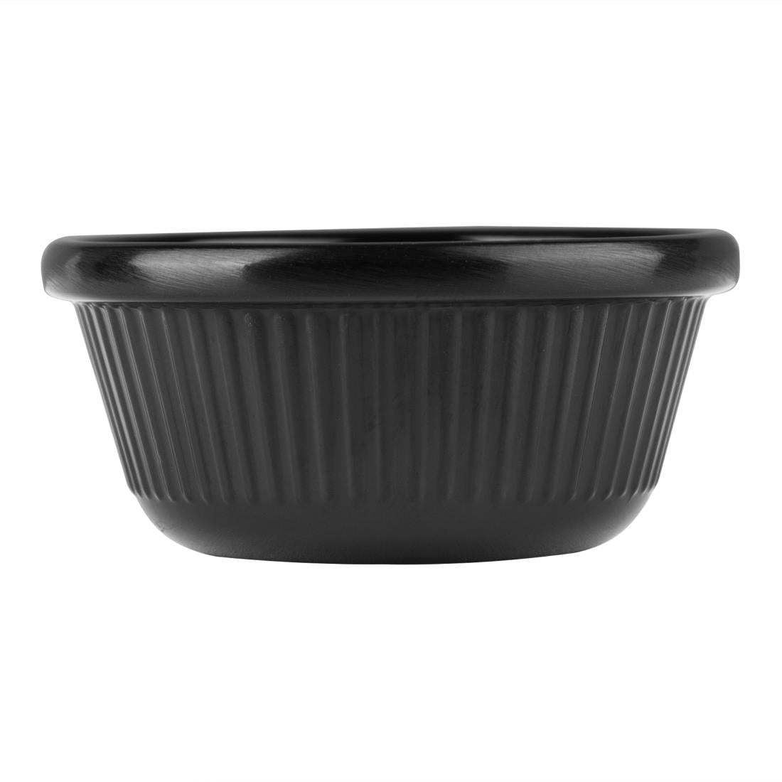 Olympia Kristallon Melamine Fluted Ramekins Black 57mm (Pack of 12) - DM162 Melamine and Polycarbonate Olympia