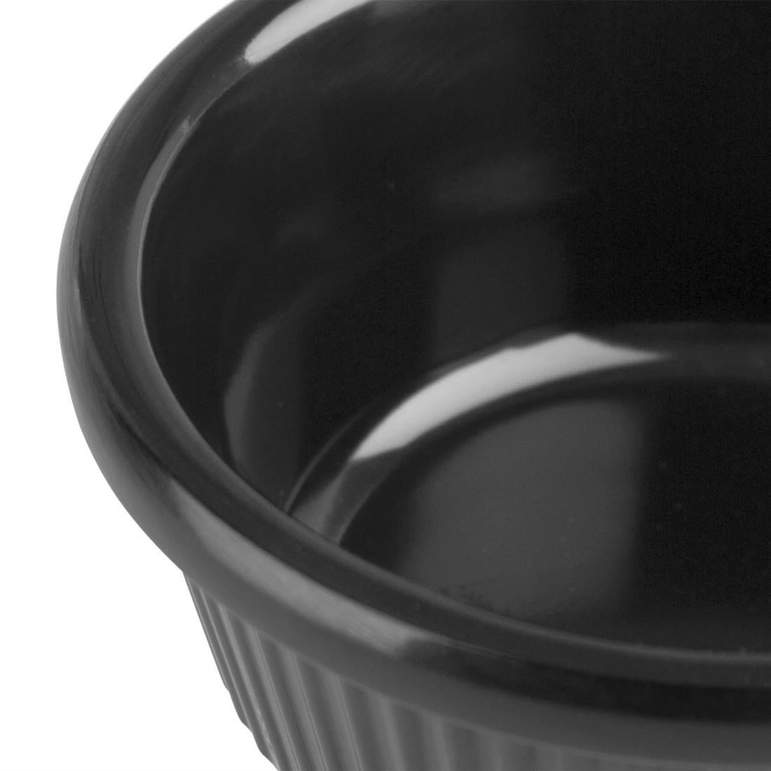 Olympia Kristallon Melamine Fluted Ramekins Black 57mm (Pack of 12) - DM162 Melamine and Polycarbonate Olympia