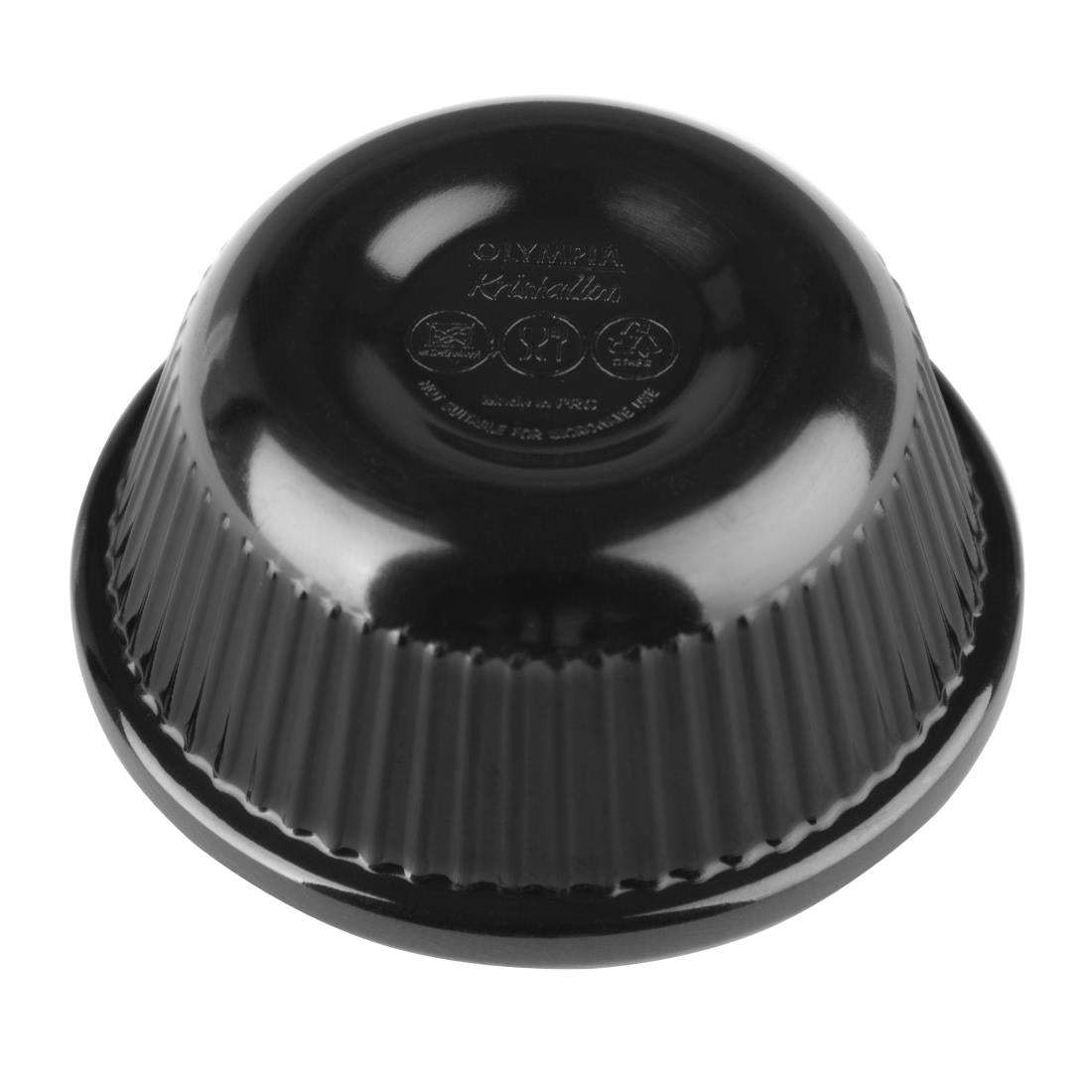 Olympia Kristallon Melamine Fluted Ramekins Black 57mm (Pack of 12) - DM162 Melamine and Polycarbonate Olympia