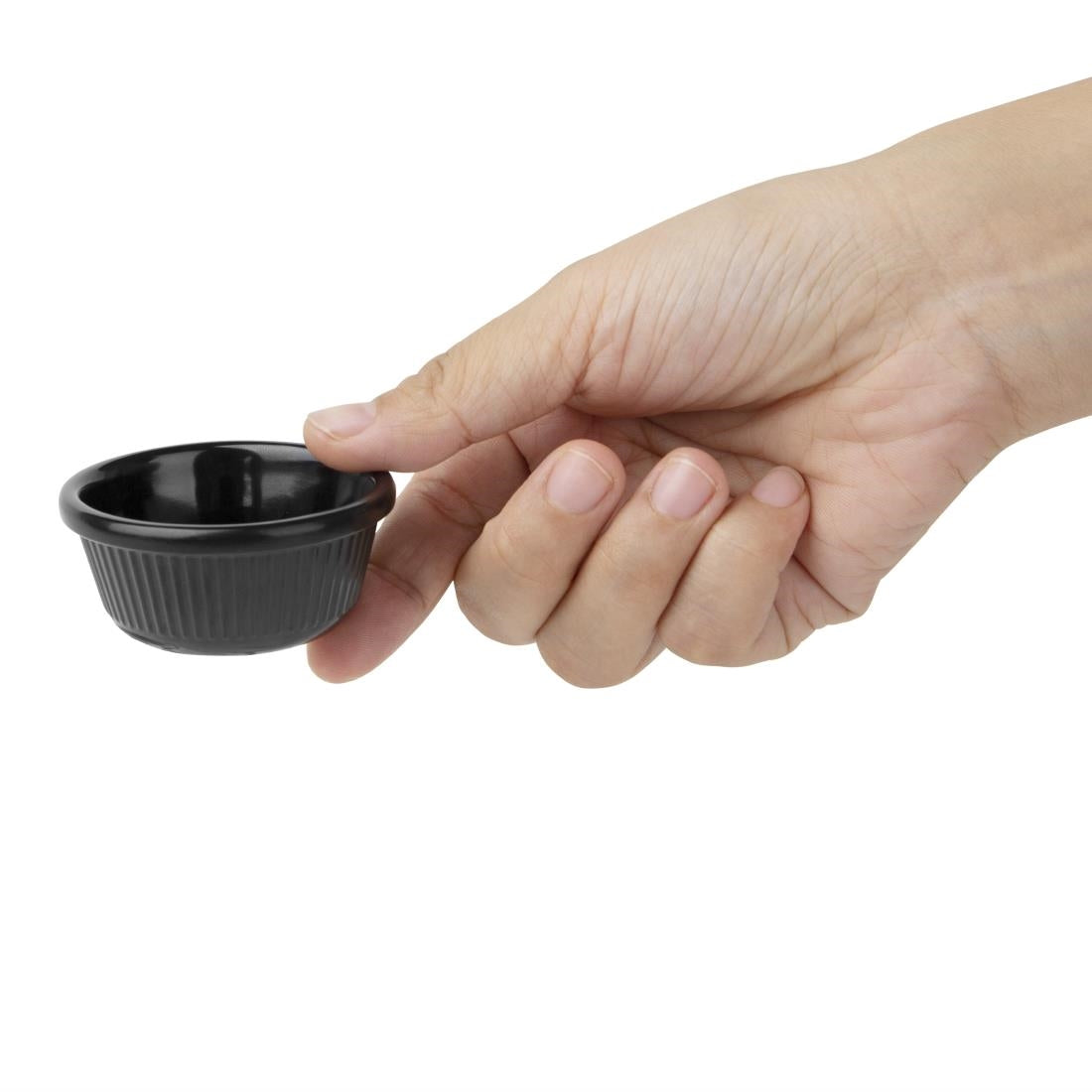 Olympia Kristallon Melamine Fluted Ramekins Black 57mm (Pack of 12) - DM162 Melamine and Polycarbonate Olympia