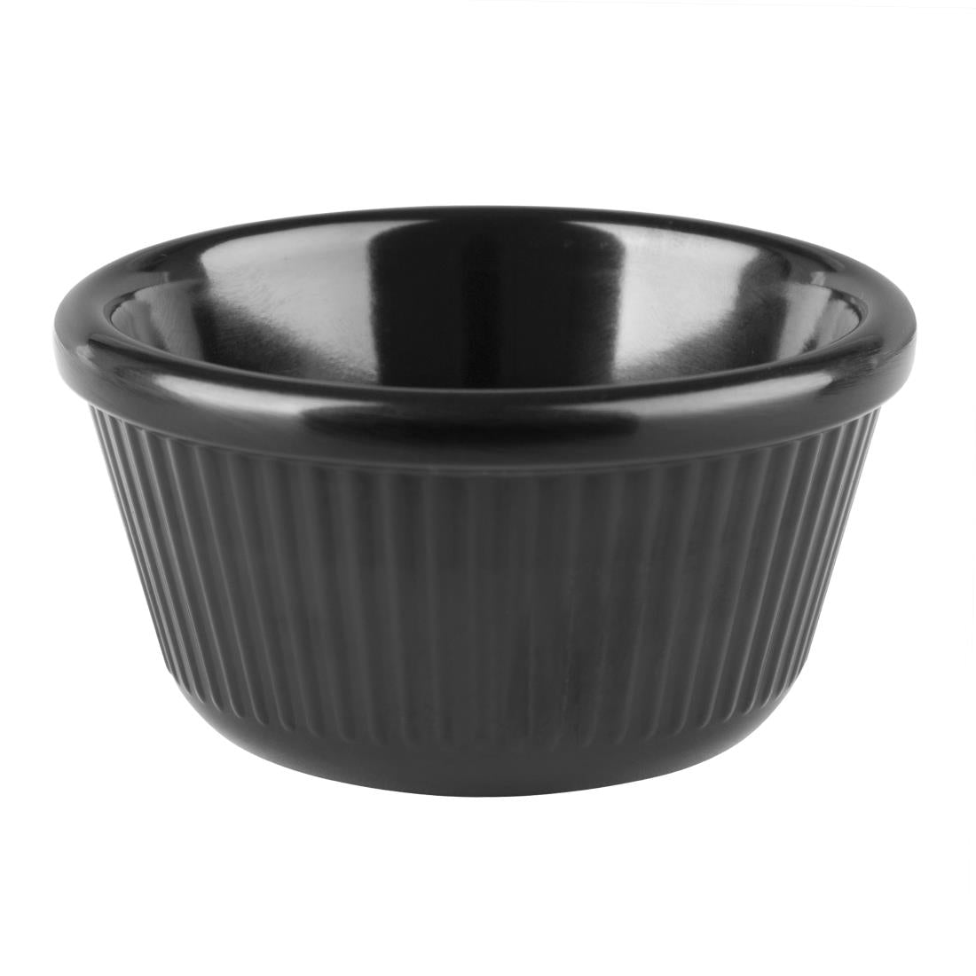 Olympia Kristallon Melamine Fluted Ramekins Black 70mm (Pack of 12) - DM163 Melamine and Polycarbonate Olympia