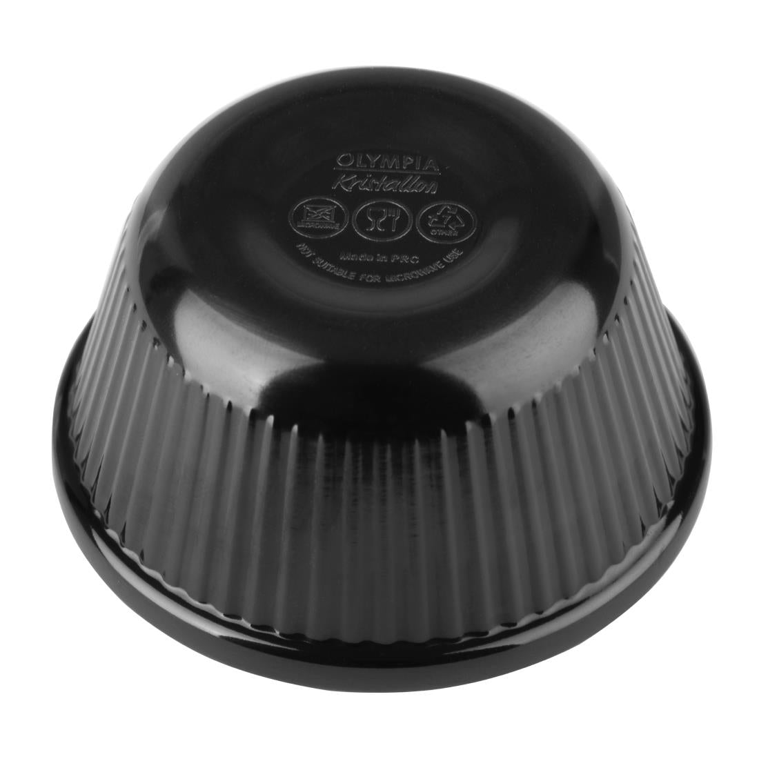 Olympia Kristallon Melamine Fluted Ramekins Black 70mm (Pack of 12) - DM163 Melamine and Polycarbonate Olympia