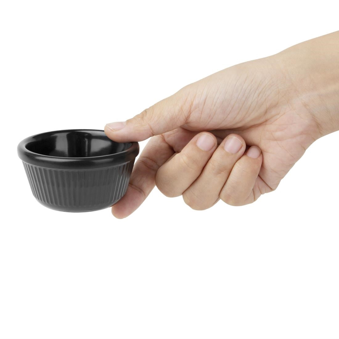 Olympia Kristallon Melamine Fluted Ramekins Black 70mm (Pack of 12) - DM163 Melamine and Polycarbonate Olympia