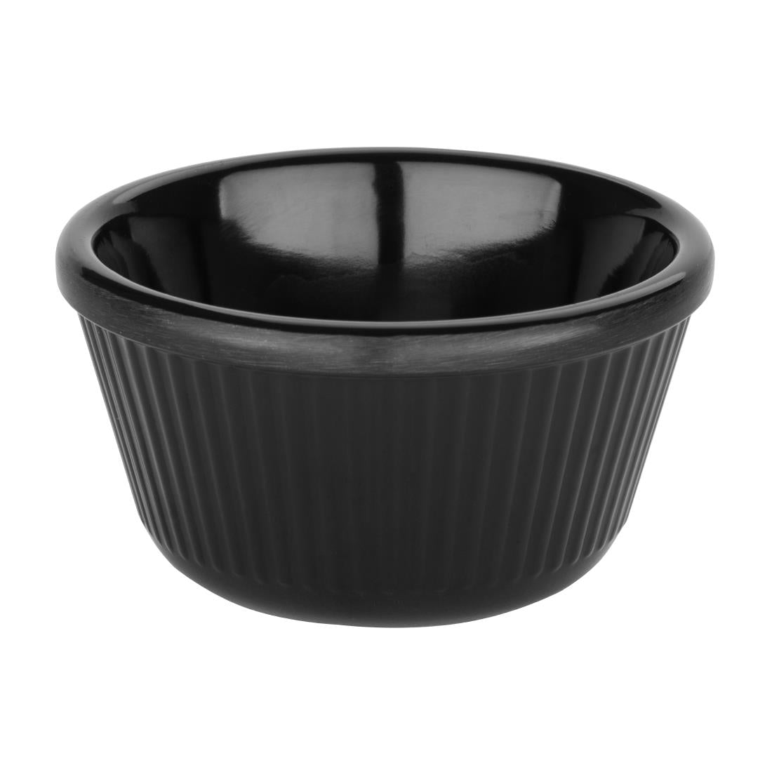Olympia Kristallon Melamine Fluted Ramekins Black 89mm (Pack of 12) - DM165 Melamine and Polycarbonate Olympia