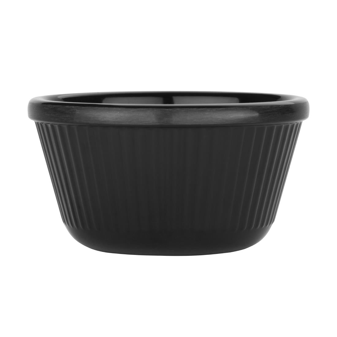 Olympia Kristallon Melamine Fluted Ramekins Black 89mm (Pack of 12) - DM165 Melamine and Polycarbonate Olympia