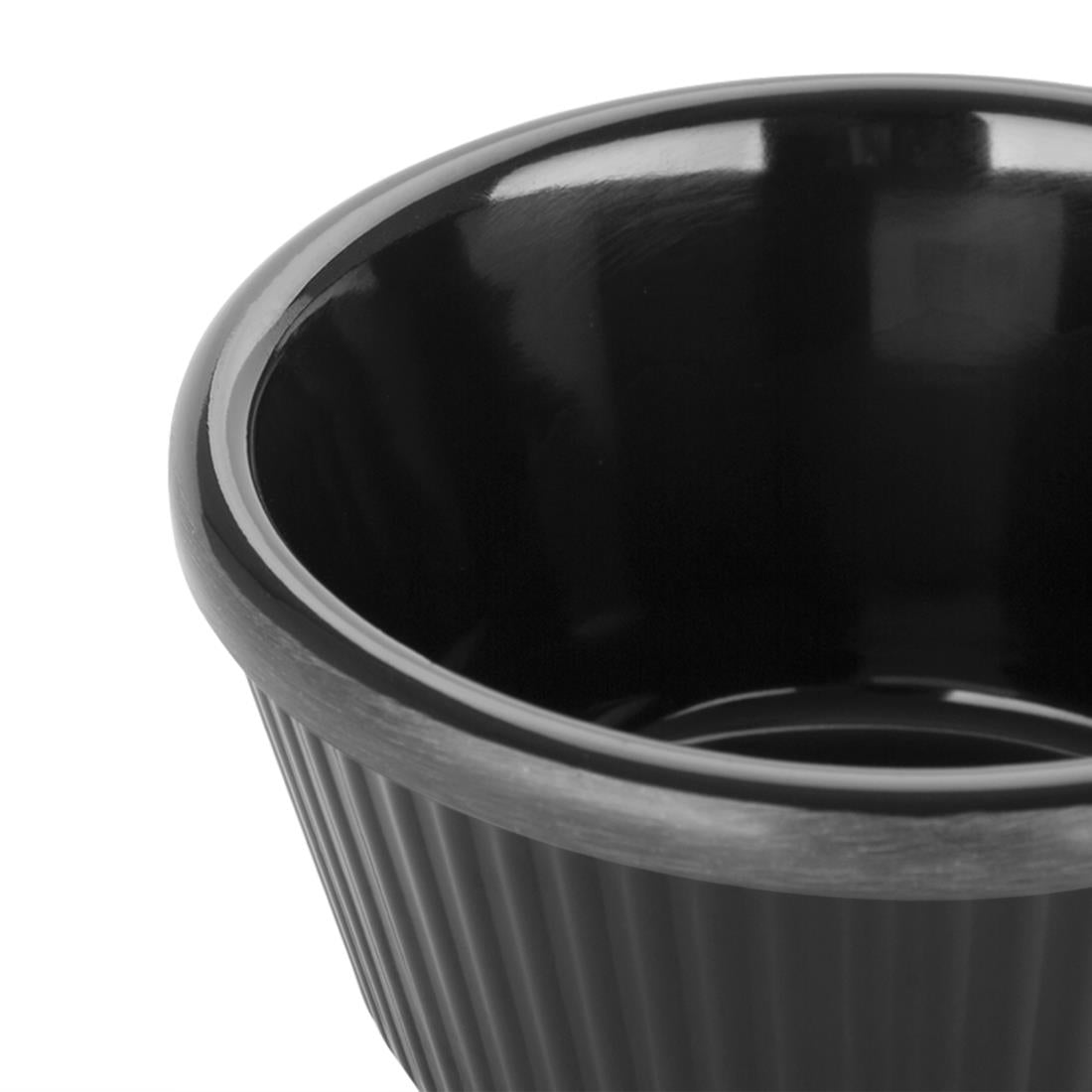 Olympia Kristallon Melamine Fluted Ramekins Black 89mm (Pack of 12) - DM165 Melamine and Polycarbonate Olympia