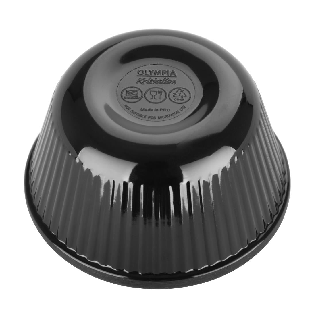 Olympia Kristallon Melamine Fluted Ramekins Black 89mm (Pack of 12) - DM165 Melamine and Polycarbonate Olympia