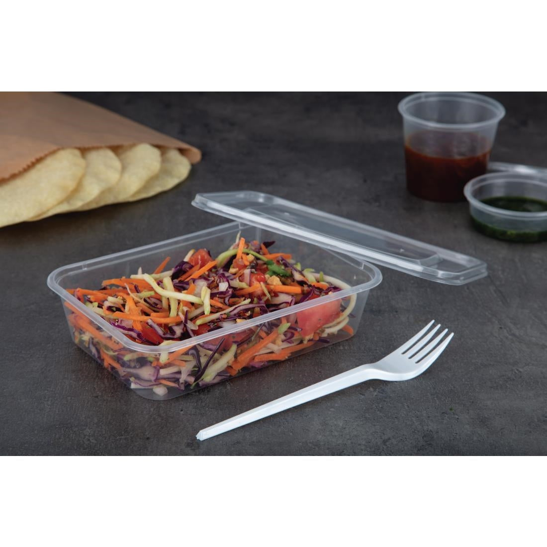 Fiesta Plastic Microwavable Containers With Lid Small 500ml (Pack of 250) - DM181 Takeaway Food Containers Fiesta