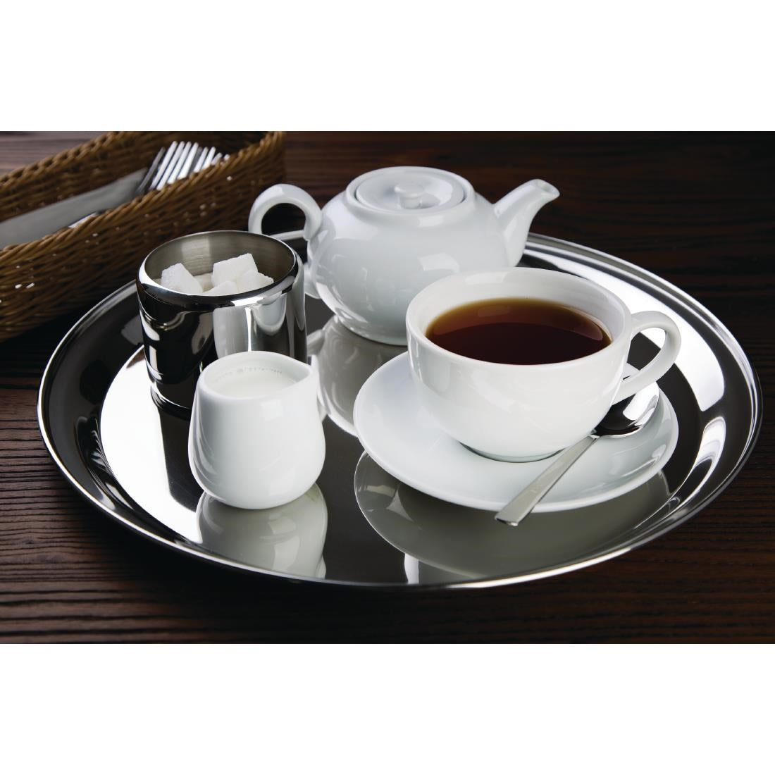 Olympia Stainless Steel Round Service Tray 355mm - DM193 Olympia