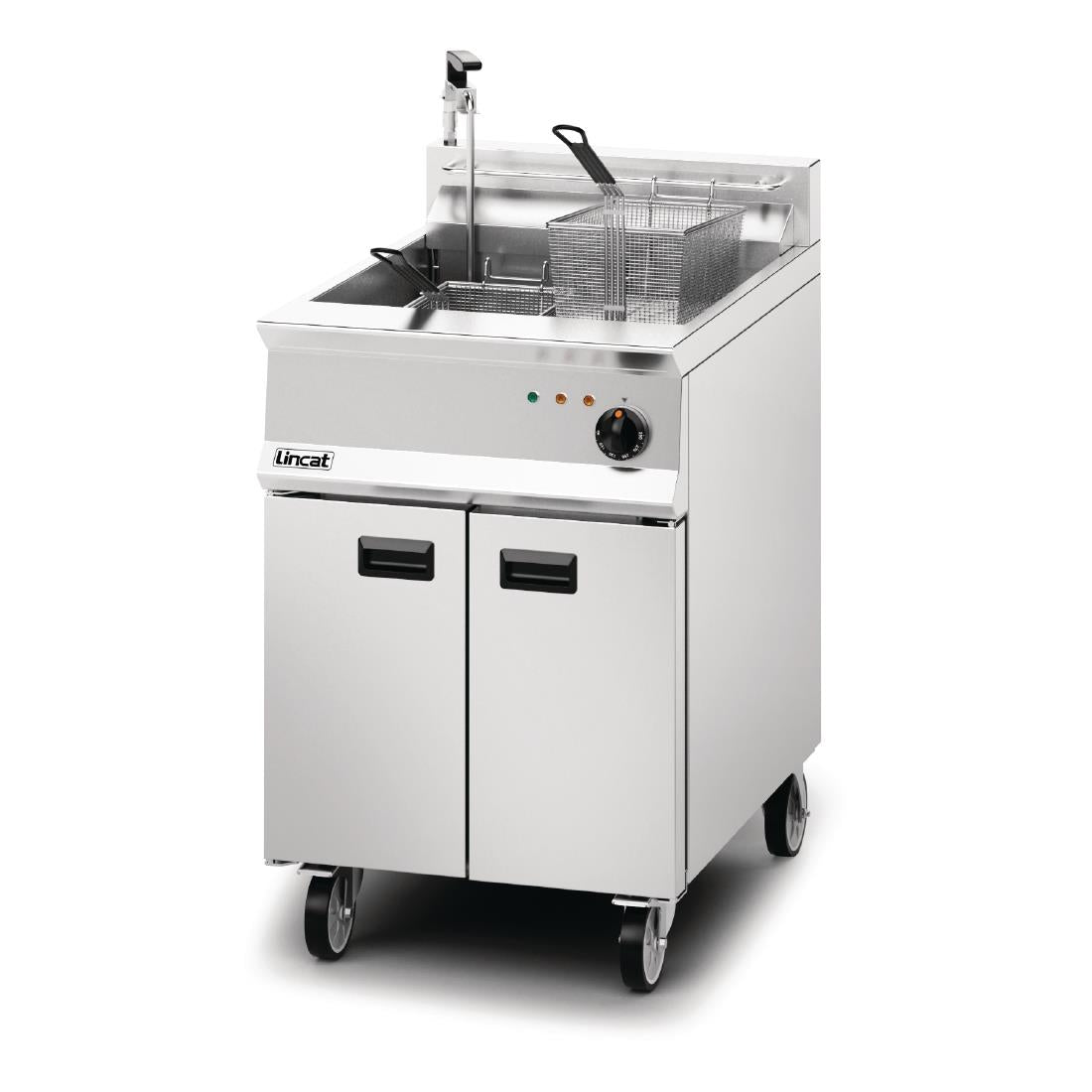 Lincat Opus 800 Single Tank Twin Basket Free Standing Electric Filtration Fryer OE8108/OP - DM523 Freestanding Electric Fryers Lincat