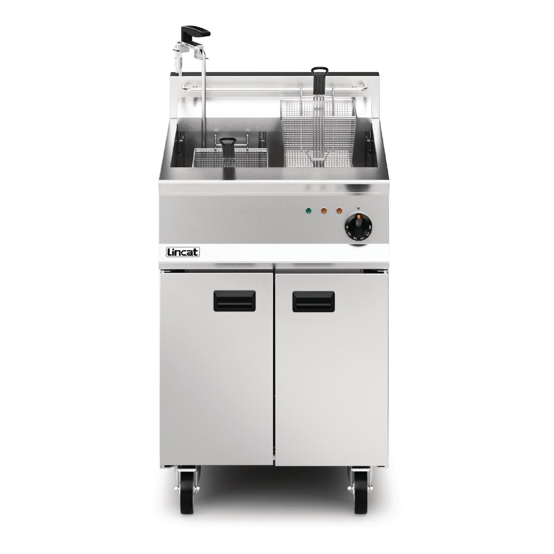 Lincat Opus 800 Single Tank Twin Basket Free Standing Electric Filtration Fryer OE8108/OP - DM523 Freestanding Electric Fryers Lincat