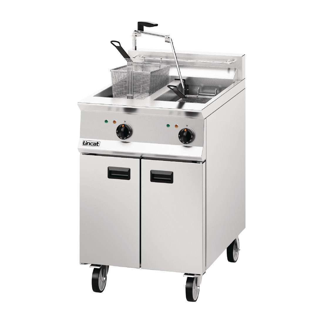 Lincat Opus 800 Twin Tank Twin Basket Free Standing Electric Filtration Fryer OE8113/OP - DM527 Freestanding Electric Fryers Lincat
