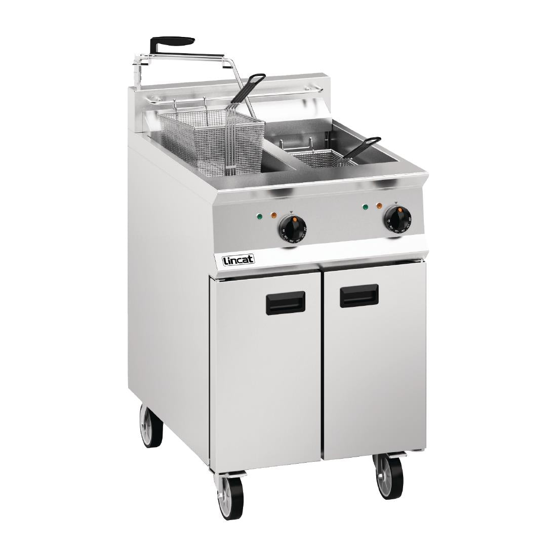 Lincat Opus 800 Twin Tank Twin Basket Free Standing Electric Filtration Fryer OE8113/OP - DM527 Freestanding Electric Fryers Lincat
