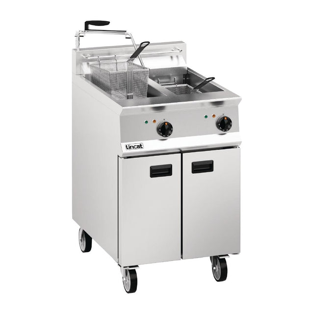 Lincat Opus 800 Twin Tank Twin Basket Free Standing Electric Filtration Fryer OE8113/OP - DM527 Freestanding Electric Fryers Lincat