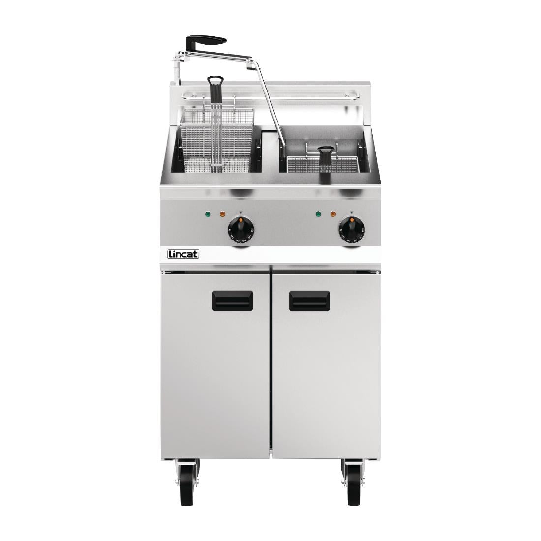 Lincat Opus 800 Twin Tank Twin Basket Free Standing Electric Filtration Fryer OE8113/OP - DM527 Freestanding Electric Fryers Lincat