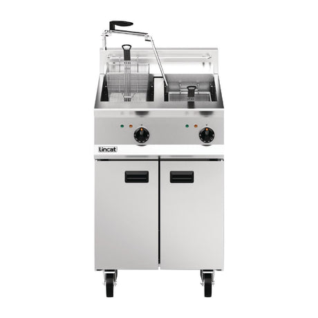 Lincat Opus 800 Twin Tank Twin Basket Free Standing Electric Filtration Fryer OE8113/OP - DM527 Freestanding Electric Fryers Lincat