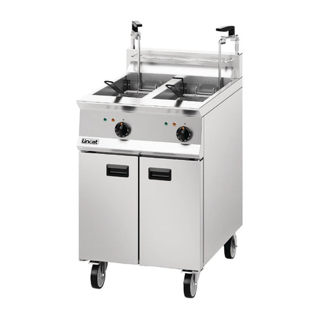 Lincat Opus 800 Twin Tank Twin Basket Free Standing Electric Filtration Fryer OE8113/OP2 - DM528 Freestanding Electric Fryers Lincat