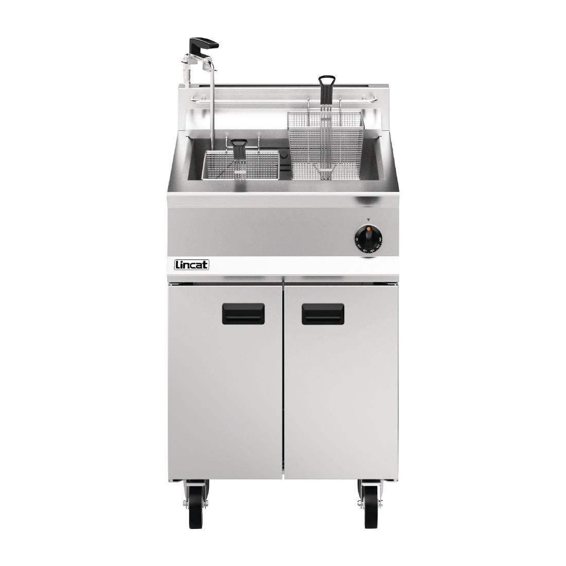 Lincat Opus 800 Single Tank Twin Basket Free Standing Propane Gas Filtration Fryer OG8107/OP - DM535-P Freestanding Gas Fyers Lincat