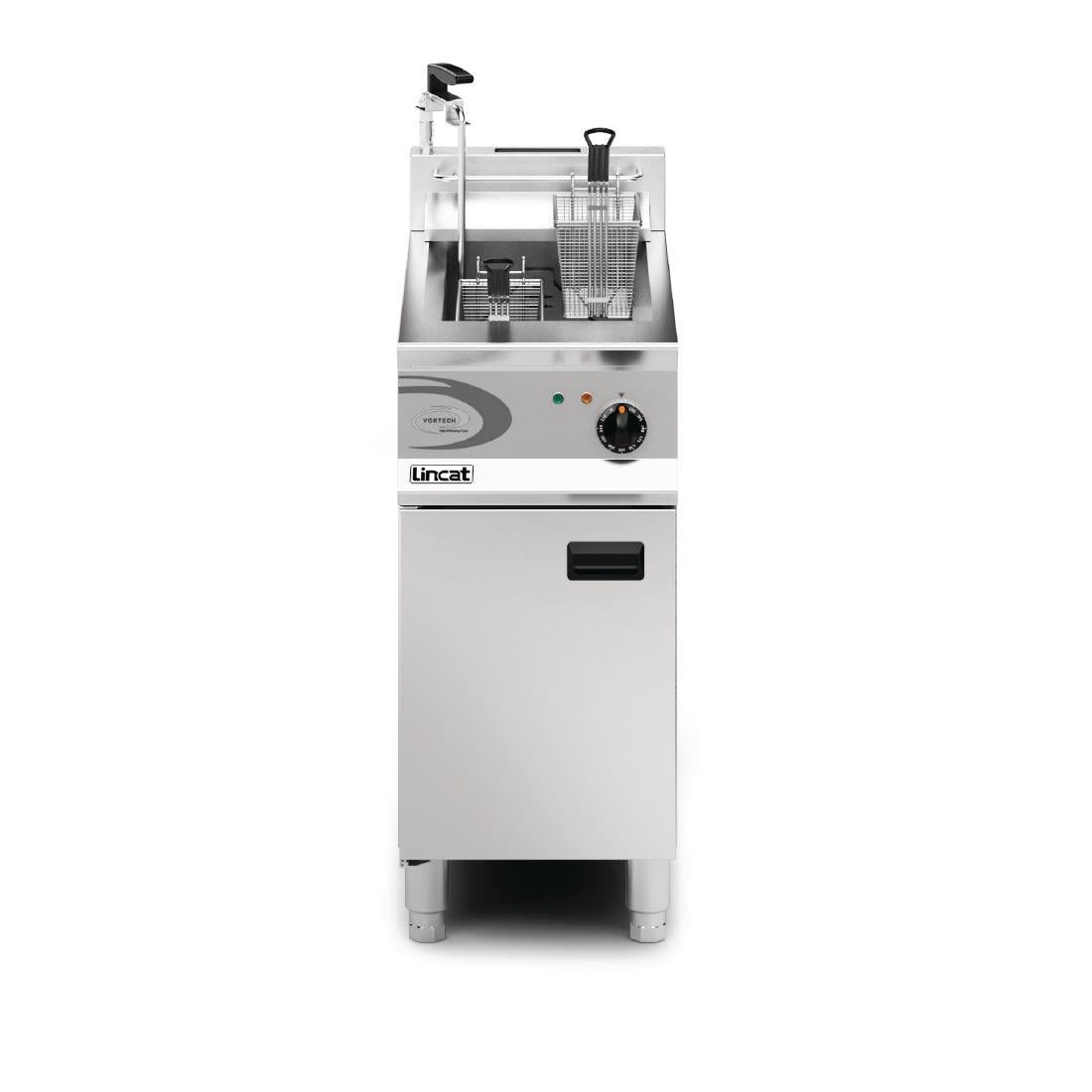 Lincat Vortech Single Tank Twin Basket Free Standing Natural Gas Filtration Fryer OG8115/OP - DM541-N Freestanding Gas Fyers Lincat