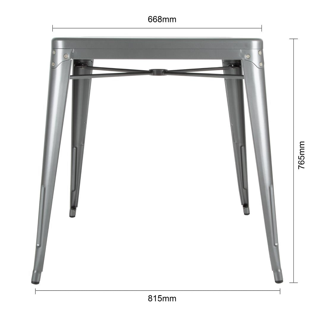 Bolero Bistro Square Steel Table Gun Metal 668mm - DM904 Steel Tables Bolero