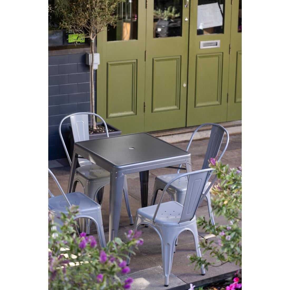 Bolero Bistro Square Steel Table Gun Metal 668mm - DM904 Steel Tables Bolero