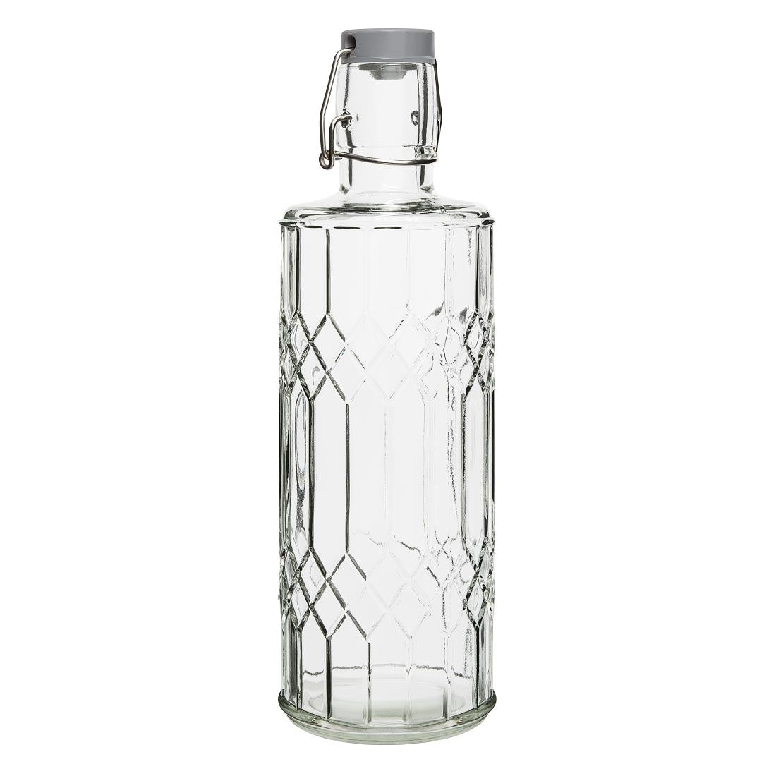 Olympia Geo Glass Water Bottle with Stopper 1Ltr (Pack of 6) - DN816 Jugs, Pitchers, Decanters & Carafes Olympia