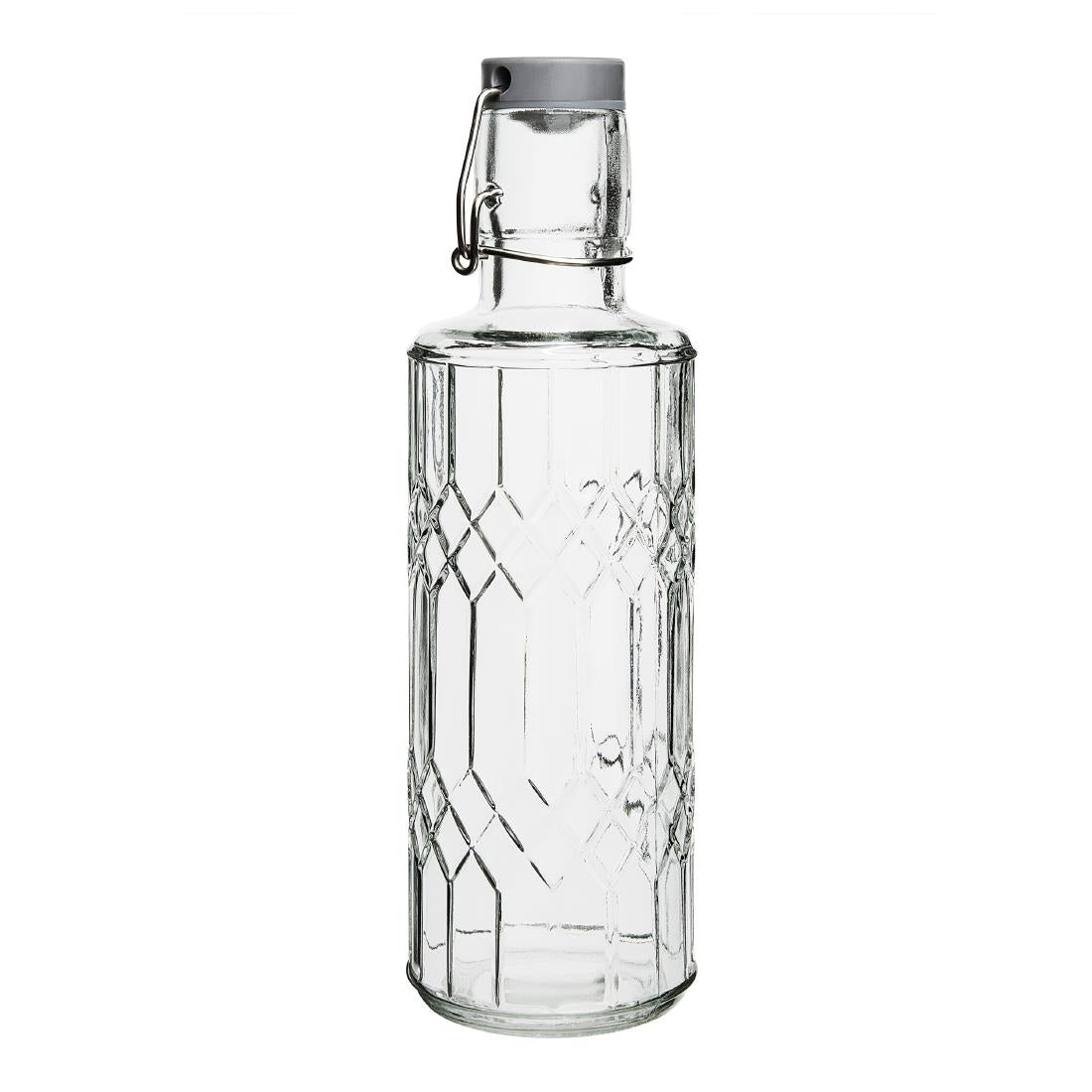 Olympia Geo Glass Water Bottle with Stopper 640ml (Pack of 6) - DN817 Jugs, Pitchers, Decanters & Carafes Olympia